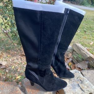 NEW in Box Real Suede Leather 11 W Black Lane Bryant Knee High Boots